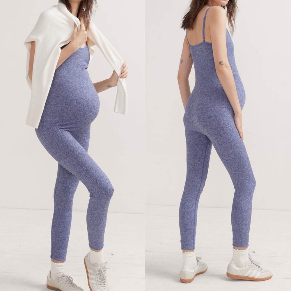 Hatch Heathered Periwinkle Maternity Jumpsuit